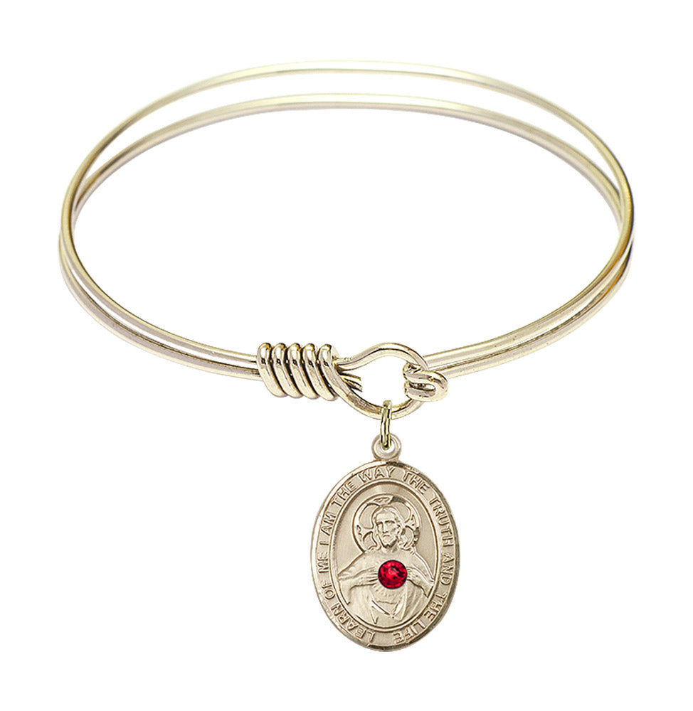Smooth Bangle Bracelet with a Scapular Charm