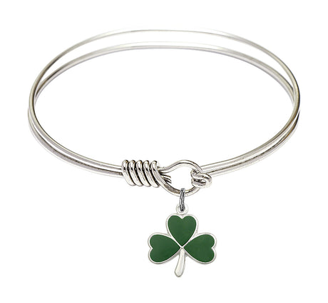 Smooth Bangle Bracelet with a Shamrock Charm