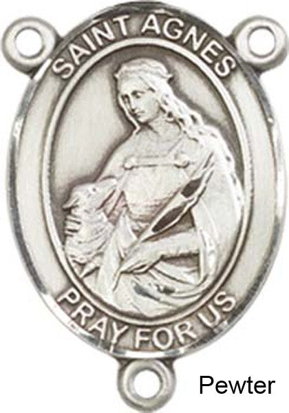 St. Agnes of Rome Rosary Centerpiece Sterling Silver or Pewter