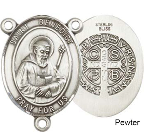 St. Benedict Rosary Centerpiece Sterling Silver or Pewter