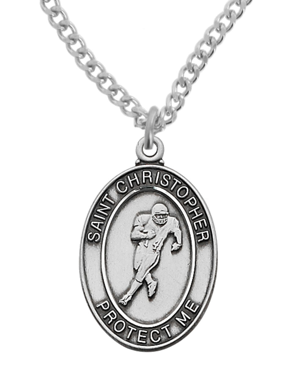 St. Christopher Football Medal Pewter