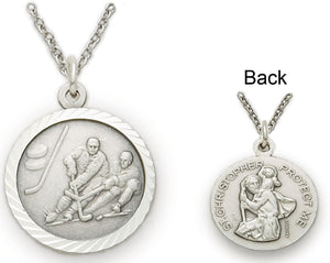 St. Christopher Ice Hockey Sports Medal with Chain