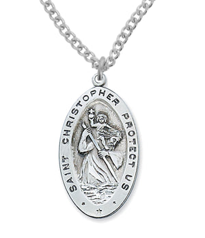 St. Christopher Medal Sterling Silver - 1 3/8 inch for Women