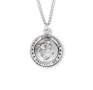 St. Christopher Round Medal Sterling Silver