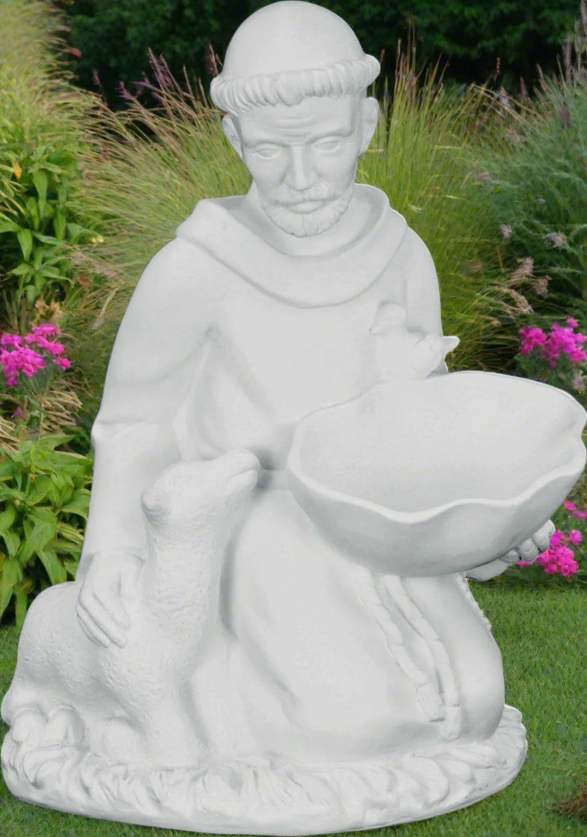 Saint Francis Bird Feeder Plastic Statue - 16 Inch