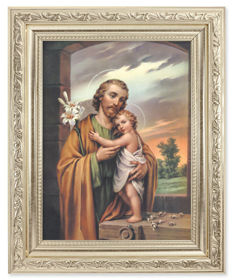 St. Joseph and Child Jesus with Lily 6x8 Print Under Glass