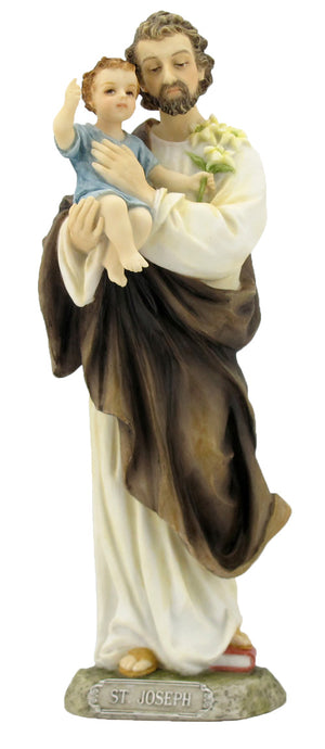 St. Joseph & Child Statue, Hand Painted - 8 inches