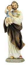 St. Joseph & Child Statue, Hand Painted - 8 inches