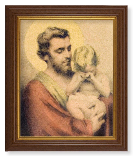St. Joseph with Crying Jesus by Chambers 8x10 Textured Artboard Dark Walnut Frame