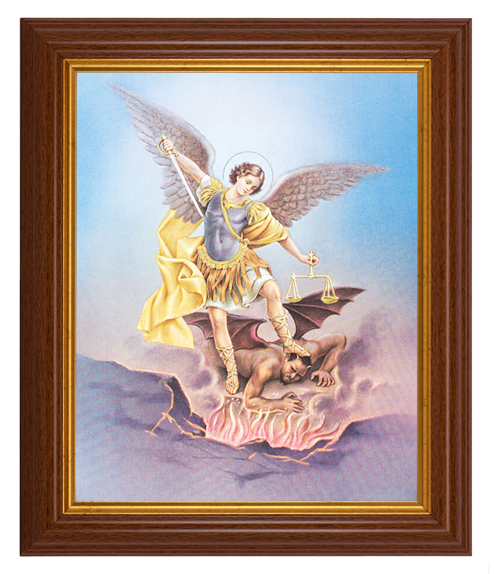 St. Michael 8x10 Textured Artboard Dark Walnut Frame