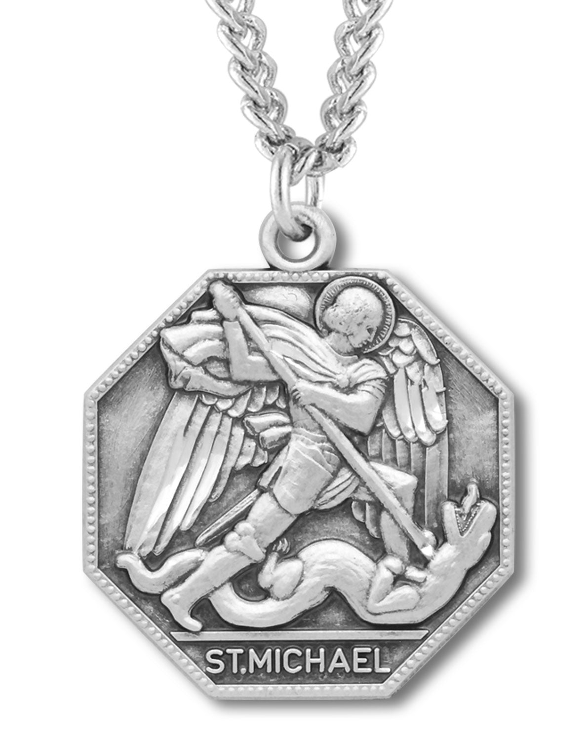 Octagon Shape St. Michael Medal for Men
