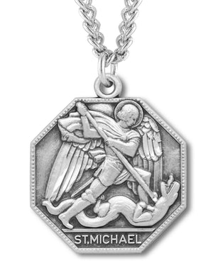 Octagon Shape St. Michael Medal for Men