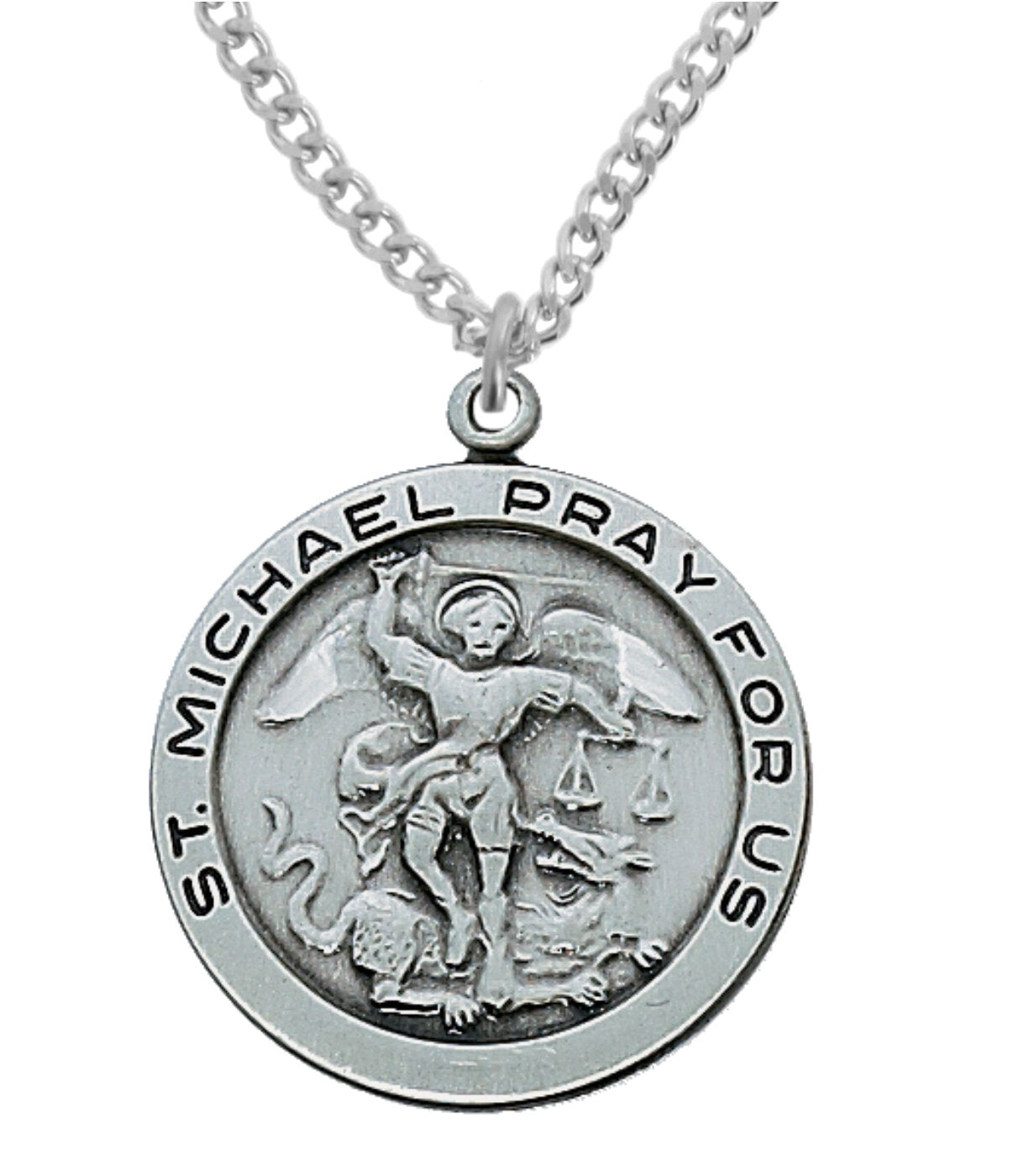 Round St. Michael Medal in Sterling or Pewter for Men