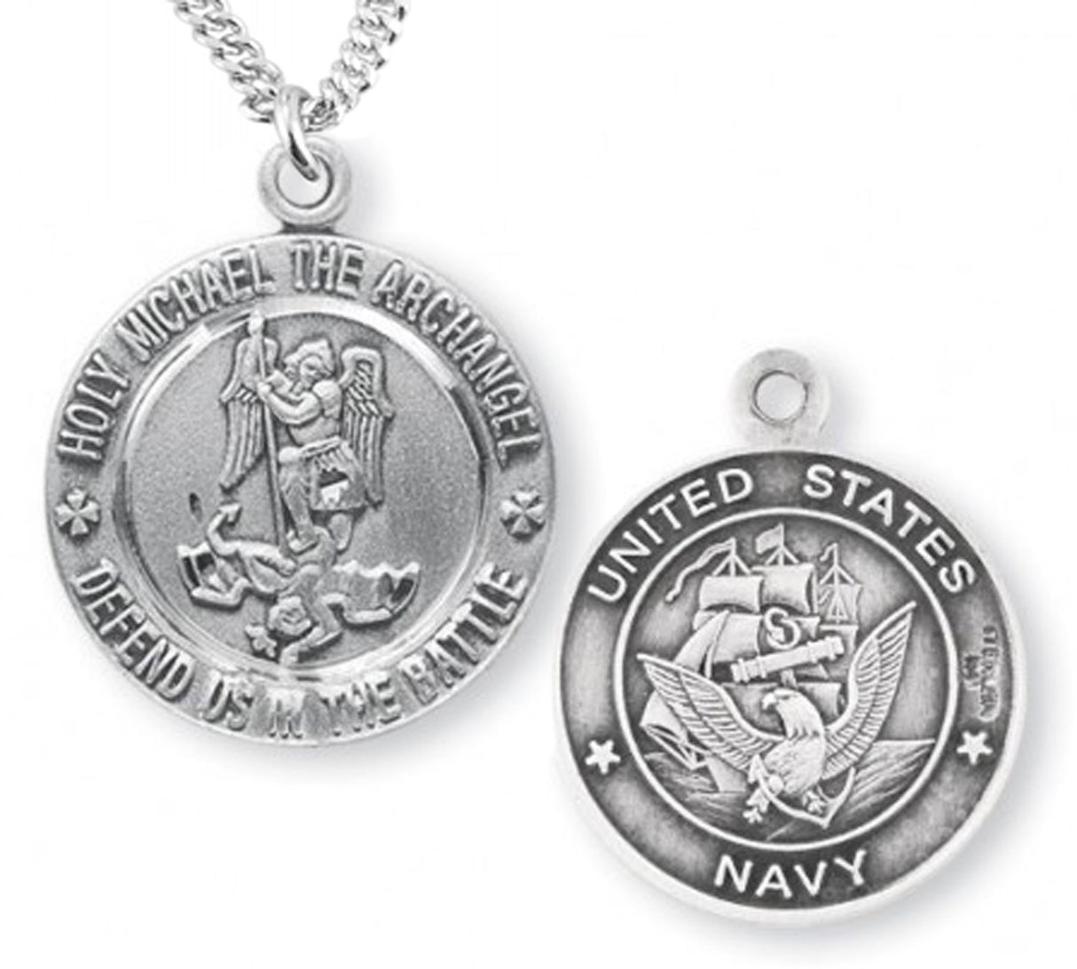 St. Michael Navy Medal Sterling Silver