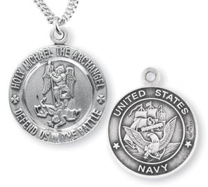 St. Michael Navy Medal Sterling Silver