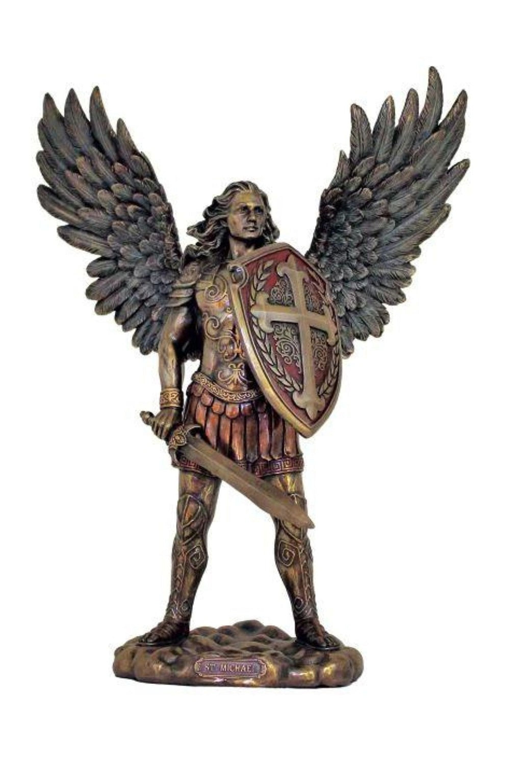 St. Michael Statue without Devil Bronzed Resin - 7.5 inches