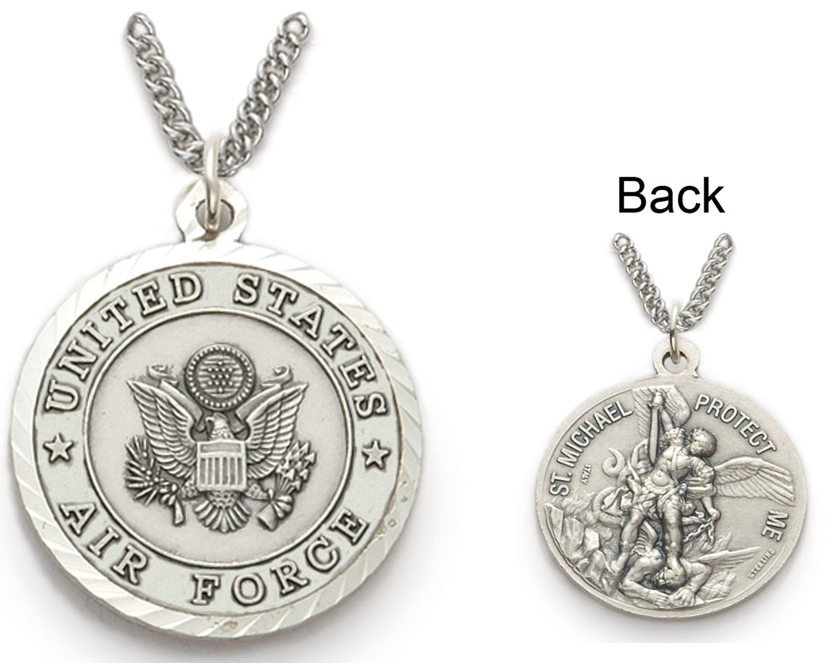 St. Michael U.S. Air Force Sterling Silver Medal with Chain