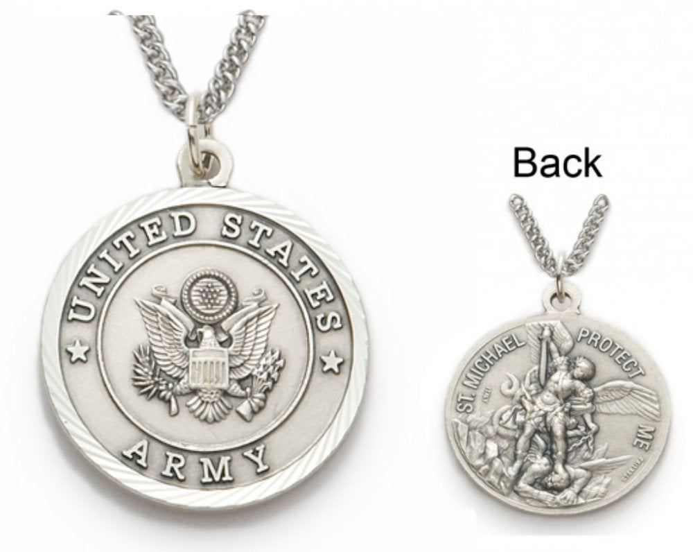 St. Michael U.S. Army Sterling Silver Medal with Chain