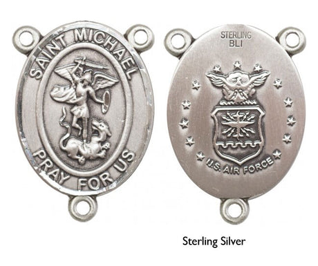 St. Michael US Air Force Sterling Silver Rosary Centerpiece