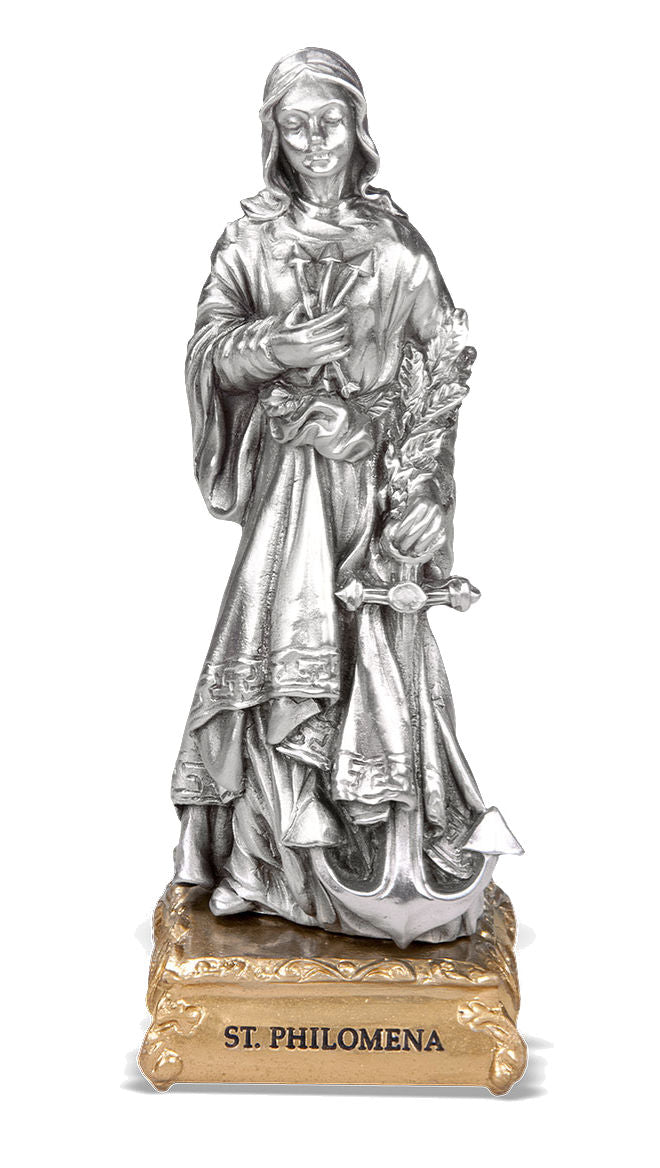 St. Philomena Pewter Statue 4 Inch