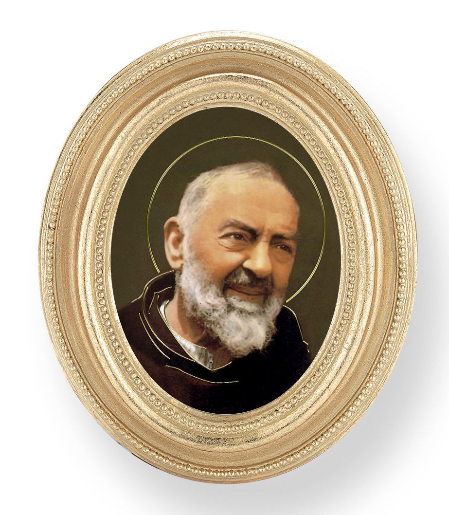St. Pio Small 4.5 Inch Oval Framed Print