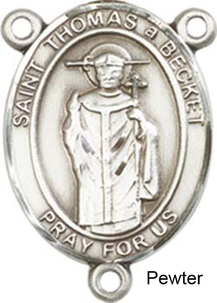 St. Thomas A Becket Rosary Centerpiece Sterling Silver or Pewter
