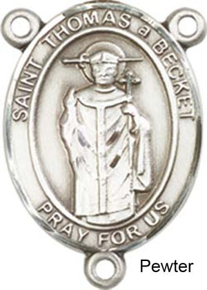 St. Thomas A Becket Rosary Centerpiece Sterling Silver or Pewter