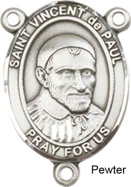 St. Vincent De Paul Rosary Centerpiece Sterling Silver or Pewter
