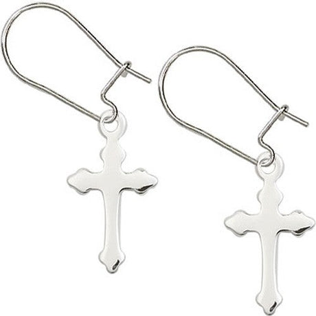 Sterling Silver Cross Dangle Earrings