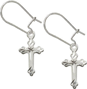 Sterling Silver Cross Dangle Earrings