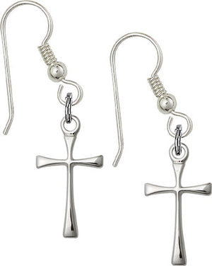 Sterling Silver Cross French Wire Earrings