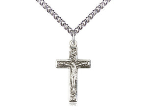 Sterling Silver Crucifix Pendant with Ornate Scrollwork