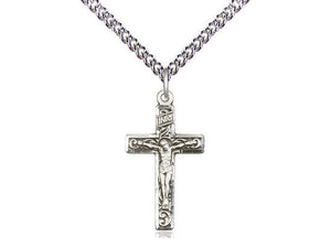 Sterling Silver Crucifix Pendant with Ornate Scrollwork