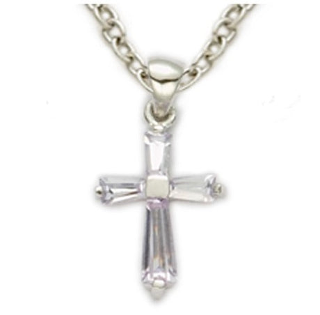 Baby's Birthstone Baguette Cross Necklace
