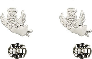 Sterling Silver Guardian Angel Post Earrings