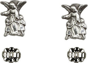 Sterling Silver Guardian Angel Post Earrings