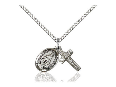 Miraculous Medal & Crucifix Double Pendant Set