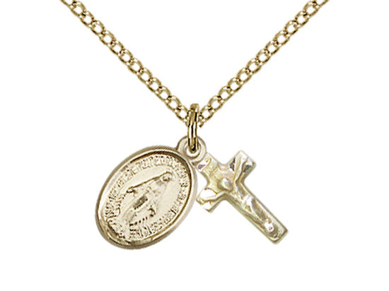 Miraculous Medal & Crucifix Double Pendant Set