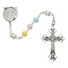 Sterling Silver Multi-Colored Pearlized Bead Rosary