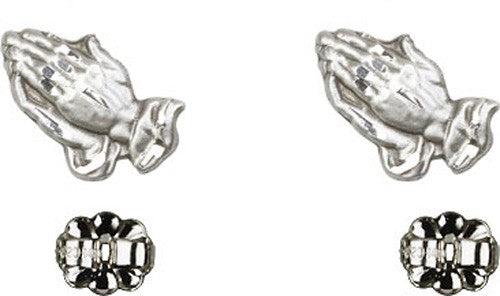 Sterling Silver Praying Hands Post Earrings