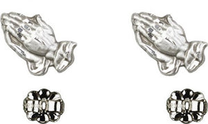 Sterling Silver Praying Hands Post Earrings