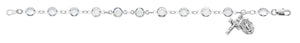 Sterling Silver Rosary Bracelet with Clear Austrian Crystal Beads