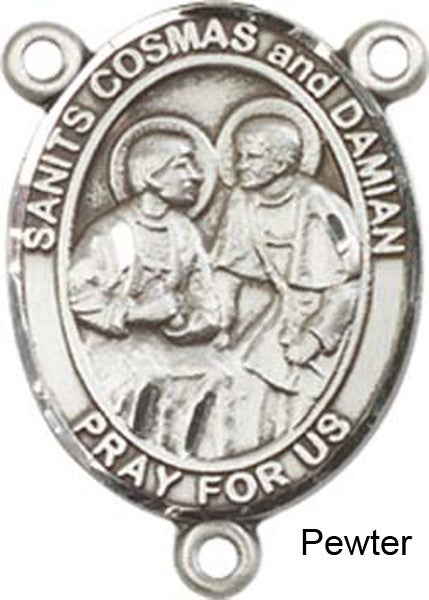 Sts. Cosmas & Damian Rosary Centerpiece Sterling Silver or Pewter