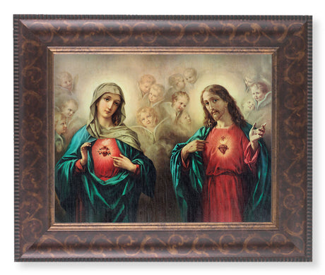 The Sacred Hearts with Angels 8x10 Framed Print Under Glass