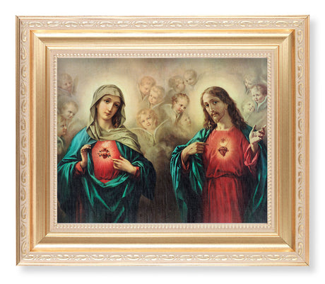 The Sacred Hearts with Angels 8x10 Framed Print Under Glass