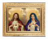 The Sacred Hearts with Clouds 6x8 Print Under Glass
