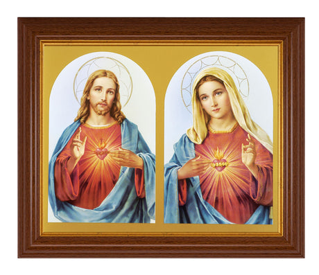 The Sacred Hearts with Halos  8x10 Textured Artboard Dark Walnut Frame