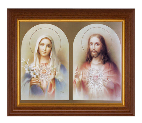 The Sacred Hearts with Lily 8x10 Textured Artboard Dark Walnut Frame