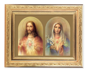 The Sacred Hearts in Golden Arches 6x8 Print Under Glass
