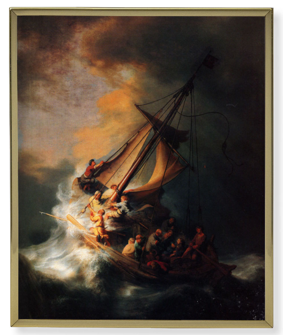 The Storm on the Sea of Galilee Gold Frame 8x10 Plaque